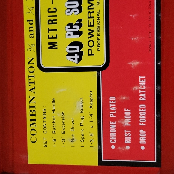 Vintage Oxwall Powermaster 40pc Metric-Inch socket set Japan - Picture 8 of 10